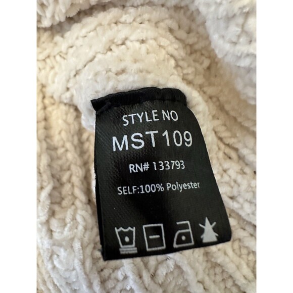 POL Sweater Womens Large Ivory Shredded Oversized Chunky Chenille Cropped Hooded - Picture 4 of 10